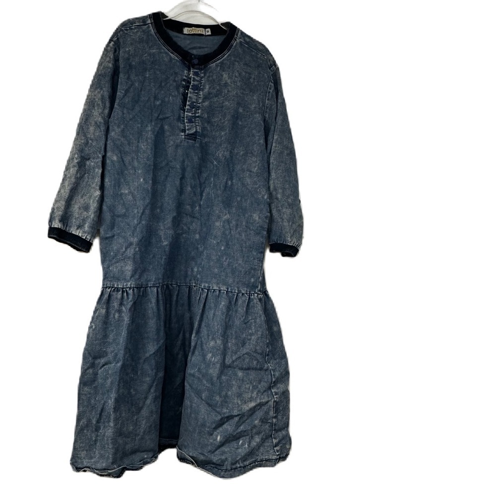 Tottini girls sz 10 denim blue dress drop waist snap spring casual fun classic